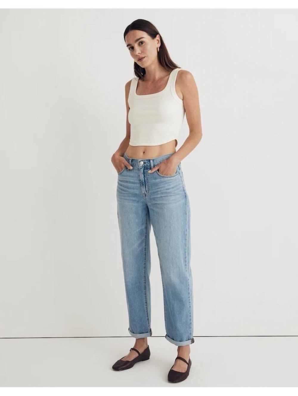 Madewell Size 28 The Slouchy Boy Jean Baggy 90s Straight Raw Hem Light Wash